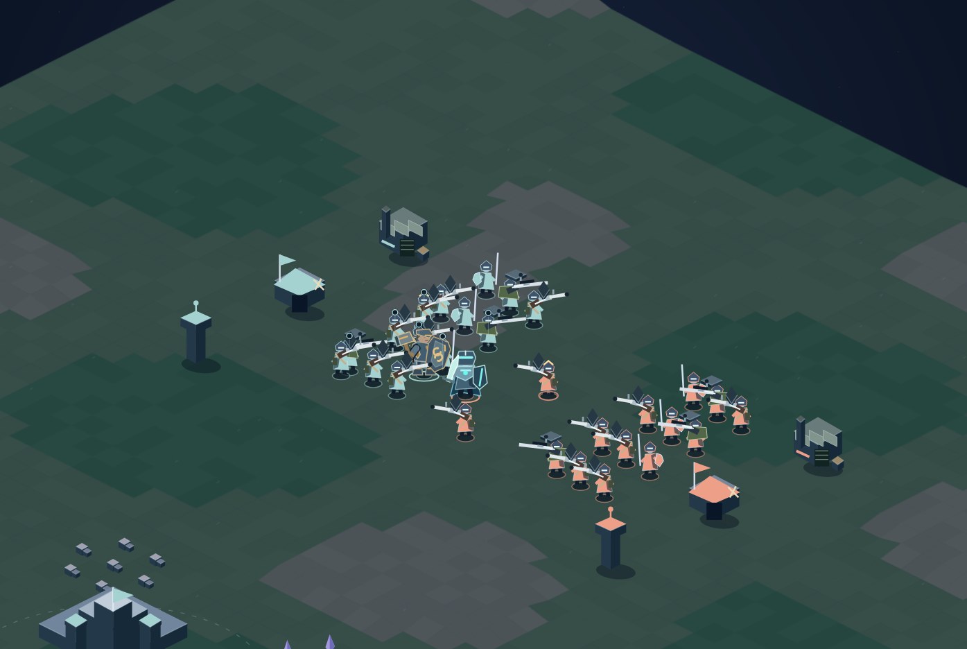 Two armies meet on Sapient Empires’ isometric battlefield.